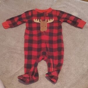 🐻 Carter's Red and Black Footies One Piece